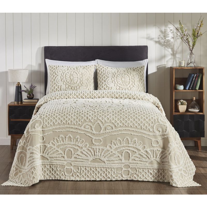 Trevor Collection 100% Cotton Tufted Unique Luxurious Bedspread & Sham Set - Better Trends, 1 of 7