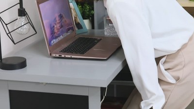 Gray Foldable Particleboard Desk with Filing Cabinet and Blackboard