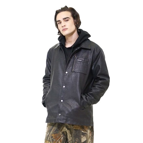 Kingsize Men's Big & Tall Embossed Leather Bomber Jacket : Target