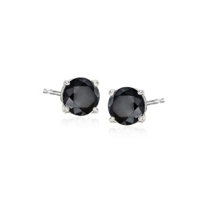 Ross-Simons 1.00 ct. t.w. Black Diamond Stud Earrings in Sterling Silver - 1 of 4