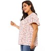 Agnes Orinda Plus Size Womens Tops Keyhole Flutter Short Sleeve Chiffon Floral Pattern - 4 of 4
