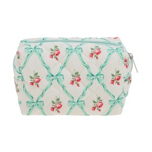 Unique Bargains 1 Pc Cartoon Print Bow Rose Style Drawstring Makeup Bag for Vacation Polyester - 1 of 4