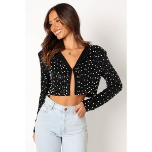 Petal and Pup Monica All Over Pearl Crop Jacket - Black L - 1 of 4