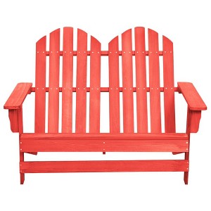 vidaXL 2-Seater Patio Adirondack Chair Outdoor Furniture Seat Solid Wood Fir - Red - 1 of 4