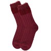 Memoi Women's Parfait Striped Fuzzy Cuff Crew Socks - 3 of 4
