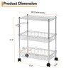 3 Tie Rolling Utility Kitchen Cart On Wheels,600Lbs Wire Shelving Wire Basket Shelf Storage Cart, Utility Trolley with Handles for Office,Kitchen - 3 of 4