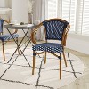 Emma & Oliver Colmar Set of Two Indoor/Outdoor Stacking Thonet Bistro Style Chairs with Arms, PE Rattan Seat and Metal Frame - 2 of 4