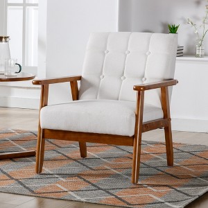MOONMISS Mid-Century Modern Accent chair，Leisure Chair with Solid Wood Armrest and Feet,for Living Room Bedroom Studio chair - 1 of 4