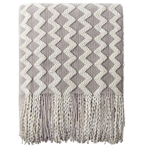 Acrylic Knitted Throw Blanket, Lightweight Soft Woven Blanket with Tassels, Decor for Couch & Bed, 51 x 67 inches - NTBAY - 1 of 4