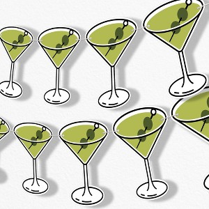 Big Dot of Happiness Martini Garland Banner, A Tini Bit Older Banner, Bachelorette Party Decor, 30 Feet Cord, 15 Double-Sided Dirty Martini Glasses - 1 of 4
