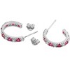 Guili Sterling Silver Hoop Earrings with Green, Red & Blue CZ – Colorful Sparkle in a Sleek Silhouette for Everyday Style and Elegance - 3 of 3