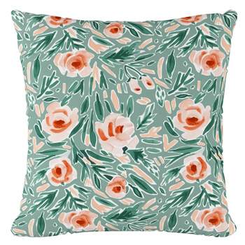 Green Floral Print Throw Pillow - Skyline Furniture