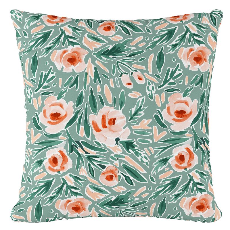Green Floral Print Throw Pillow - Skyline Furniture, 1 of 6