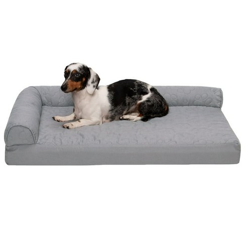 FurHaven Minky Faux Fur & Suede Pillow-Top Orthopedic Dog Bed - Titanium Gray / Medium