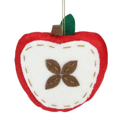 Northlight 3.5" Red and White Plush Apple Christmas Ornament