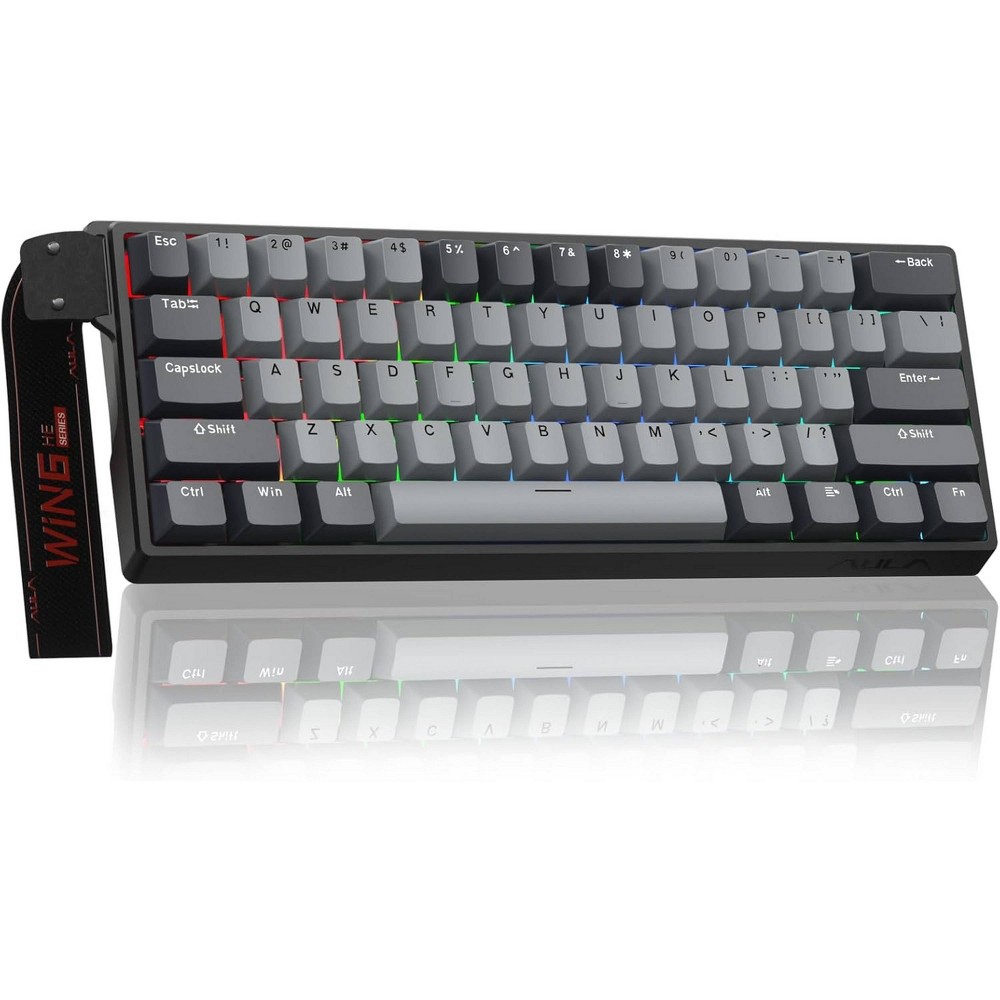 AULA WIN68 HE 60% Gaming Wired Keyboard, RGB, Hot Swappable Switch, Rapid Hall Effect, 0.125ms, 8kHz Polling Rate - Gray Black