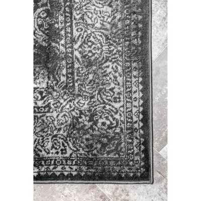 Dark Gray Synthetic 4' x 6' Easy-Care Rectangular Rug