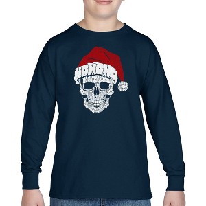 LA Pop Art Santa Skull - Boy's Word Art Long Sleeve T-Shirt - 1 of 4