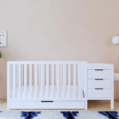 eLite Colby 4-in-1 Convertible Crib & Changer Combo White