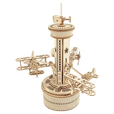 ROBOTIME 3D Wooden Puzzle Model,DIY Aircraft Model Kits to Build,Best Toy Gift, Decoration for Room, Beige, 7.7"*7.7"*9.9"