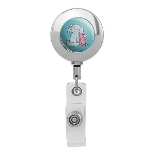 Hidden Pigeon Elephant Piggie Metal Chrome Badge ID Card Holder Clip - 1 of 3