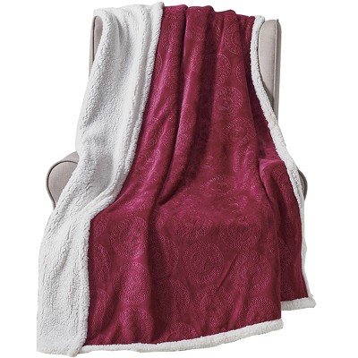 Plazatex Caesar Decorative Super Soft Throw Blanket for Sleep/Decor 50" x 60" Burgundy