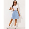 INSPIRE CHIC Women's High Waist A-Line Flared Pleated Above Knee Denim Skirt - 3 of 4