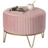 Fabulaxe Round Velvet Ottoman Stool Raised with Hairpin Gold Base - 2 of 4