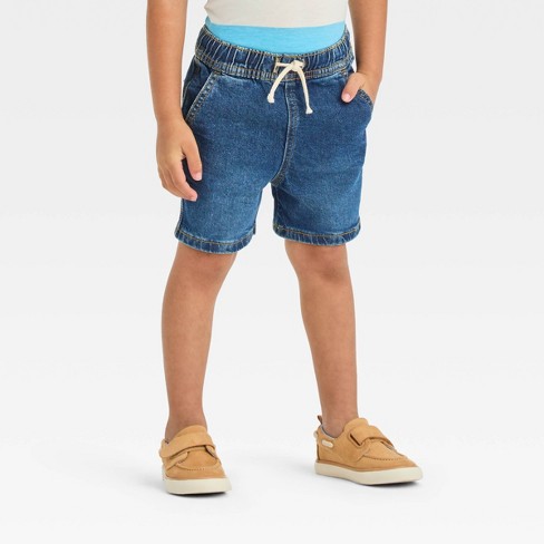 Toddler Boys' Pull-on Denim Above Knee Shorts - Cat & Jack™ Dark