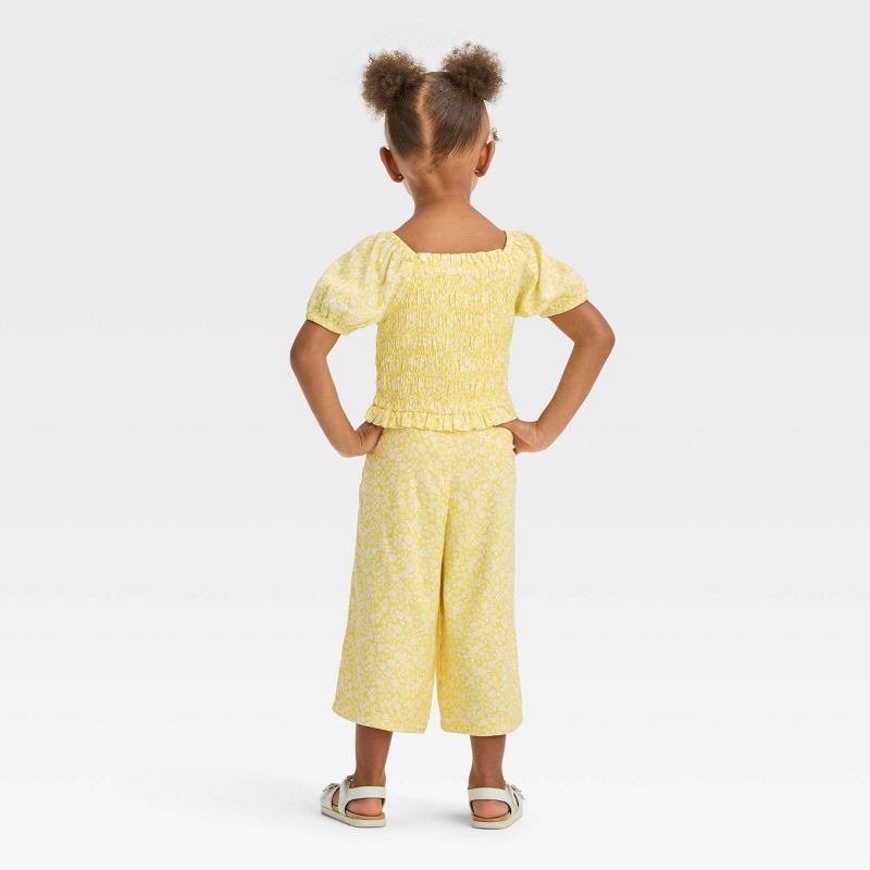 Toddler Girls' Floral Top & Bottom Set - Cat & Jack™ Yellow, 3 of 8