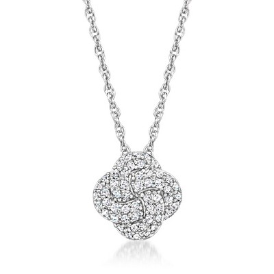 Ross-Simons 0.25 ct. t.w. Diamond Love Knot Pendant Necklace in Sterling Silver Size 18