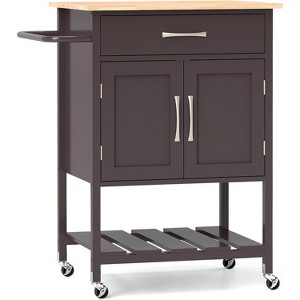 Tangkula Rolling Kitchen Island Cart w/ Drawer 2-Door Storage Cabinet Bottom Tray - 1 of 4