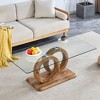 KTMBDW Modern Coffee Table with Wood Legs, 47.2'' Glass Coffee Tables for Living Room - 3 of 4