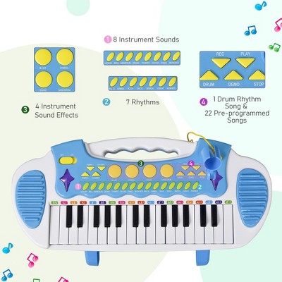 Acoinel Piano Toy Keyboard with Microphone and Stool for Kids