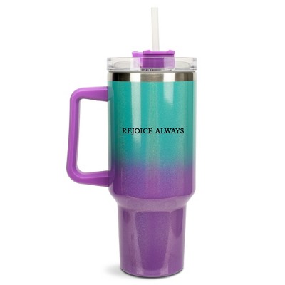 100 North Rejoice Always In His Name Faith Wrap-Around 40 Oz. Stainless Steel Water Bottle Coffee Mug, Spill & Leak Resistant, Travel Tumbler with
