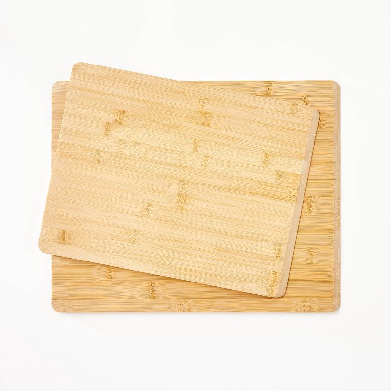 2pc Reversible Bamboo Cutting Board Set Natural - Figmint&#8482;, 1 of 6