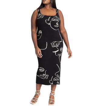 ELOQUII Women's Plus Size Intarsia Column Dress