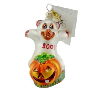 Christopher Radko 3.25 In Scary Beary Ornament Ghost Bear Pumpkin Tree Ornaments - 1 of 3