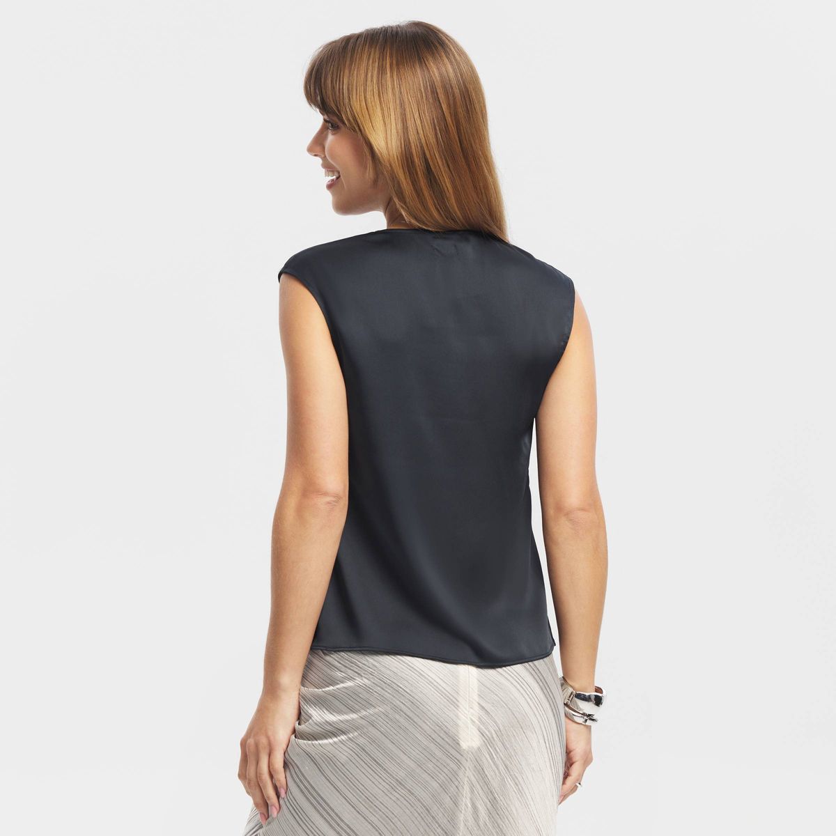 Women's Cap Sleeve Satin Top - A New Day™ - thumbnail 2