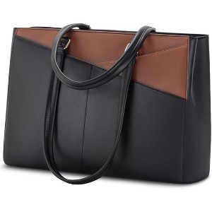 Laptop Tote Bag for Women 15.6 Inch Waterproof Leather Computer Bags Business Office Work Briefcase - 1 of 4