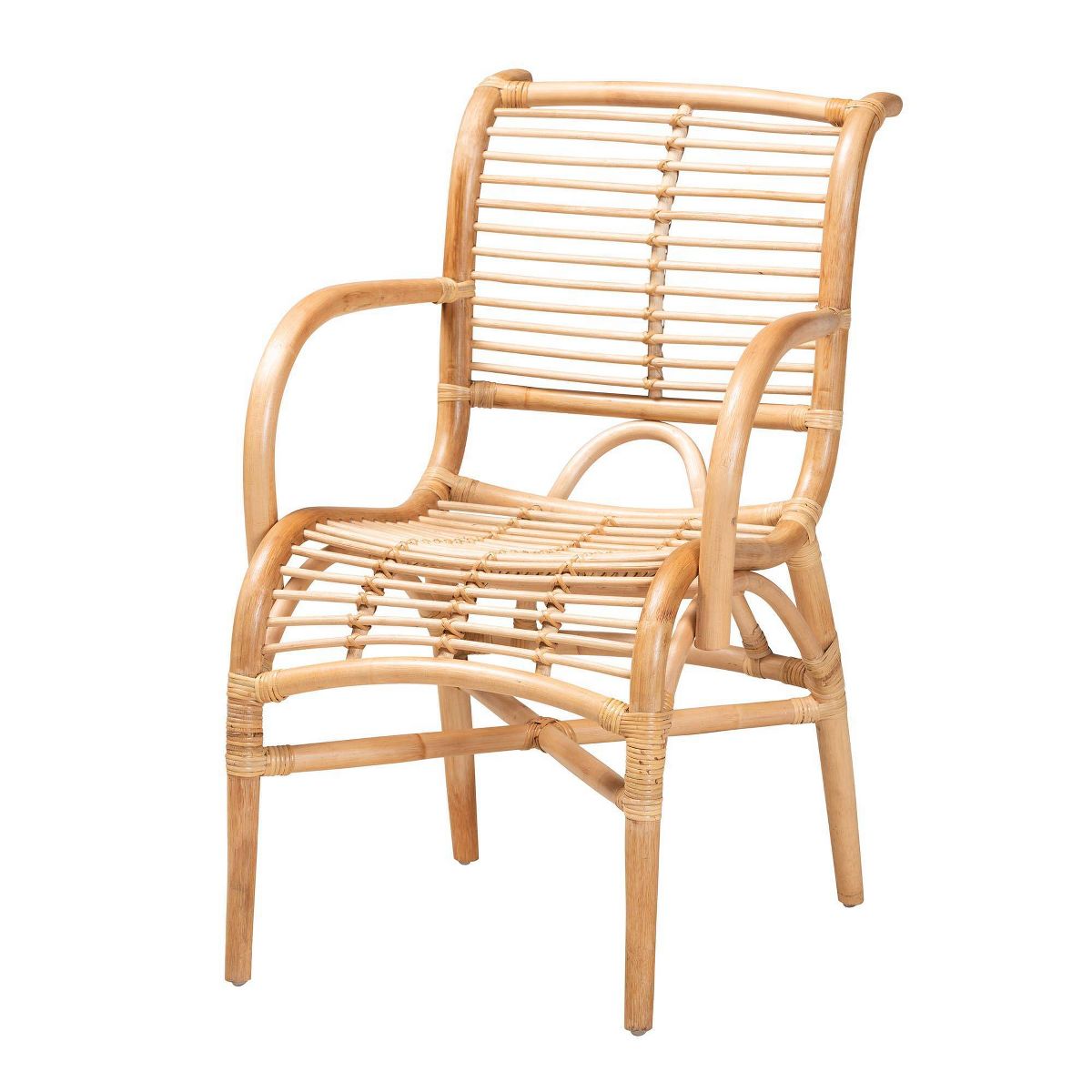 bali & pari Seminyak Natural Rattan Lounge Chair Natural Brown: Indoor Wicker Accent, No Swivel - thumbnail 2