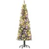 YOOCOZZ  Eye-catching Christmas Decor -  Pre-Lit Pencil Flocked Artificial Xmas Tree, with Dual Color LED Lights & Branch Tips, Metal Stand, Green - 2 of 4
