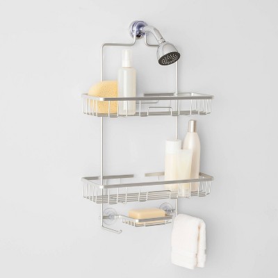 Wide Rustproof Shower Caddy With Lock Top Aluminum - Threshold™ : Target