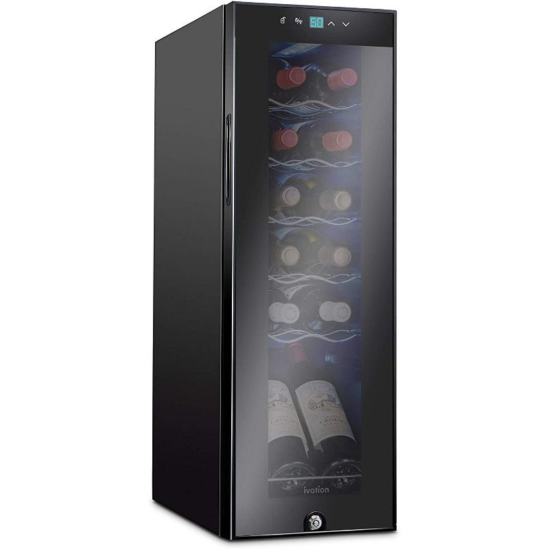 Ivation 12-Bottle Compressor Freestanding Wine Cooler Refrigerator - Black, 1 of 8