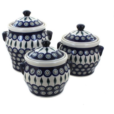 Blue Rose Polish Pottery 1300 Zaklady Canister Set