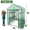 Walk-in Greenhouse with Roll-Up Zipper Door 57 x 57 x 76 Portable 3-Tier 6-Shelf Steel Frame Greenhouse for Indoor Outdoor Garden Patio, Green - 2 of 4
