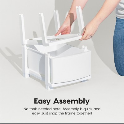 Slim White Plastic 4-Drawer Storage Cart with Casters