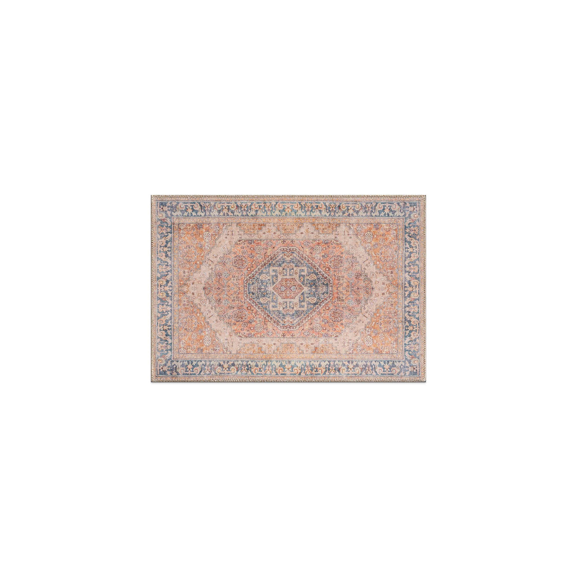 World Rug Gallery Valora Rust Medallion Pattern Machine Washable Flatweave Indoor Door Mat with Non-Slip Backing - RUST 2'x3'