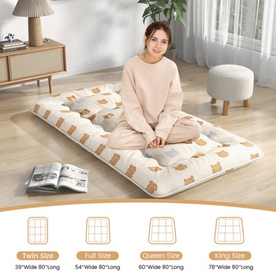 Twin Brown Bear Pattern Futon Pad with Washable Cover