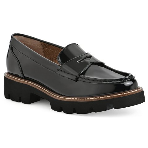 Женские туфли White Mountain Women's Gunner Lug Sole Loafer, Black Patent, 8